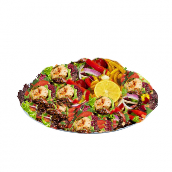 138. Salate Chicken knackig-frische Salatmischung mit Kirschtomaten, Hähnchenbrust, Peperoni, Frühlings Zwiebel