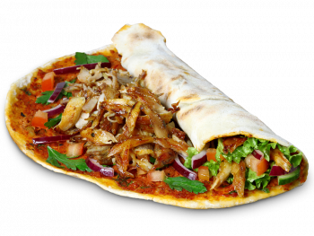 81. Türkische Pizza  Lahmacun Spezial mit Dönerfleisch & Soße