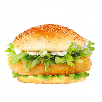 53. Big Chicken Burger Salat saure Gurke, Tomaten Soßen