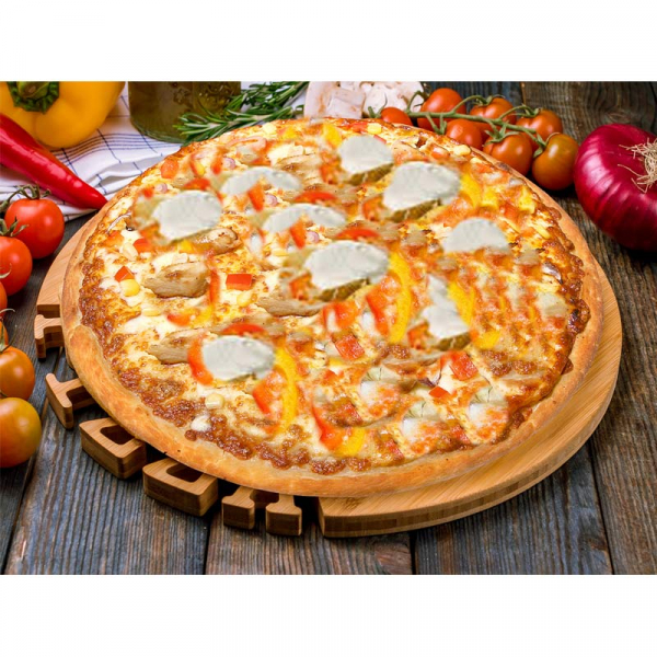 234. Buyere Pizza Mit Hähnchenbruststreifen, Paprika, Mozarella, Käse