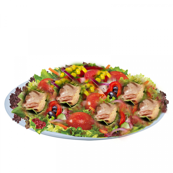 135. Salate Tonno frische Salatmischung mit Kirschtomaten, Mais, Thunfisch, Frühlings Zwiebeln